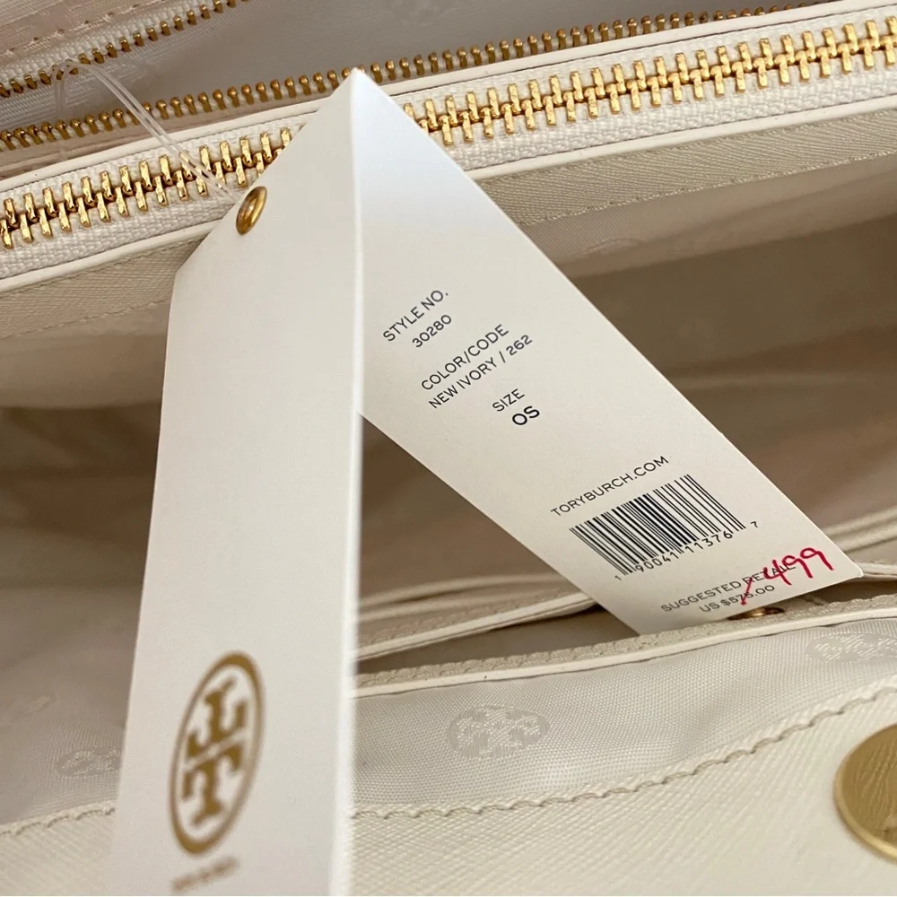 Tory Burch ivory large Saffiano leather Tote Bag